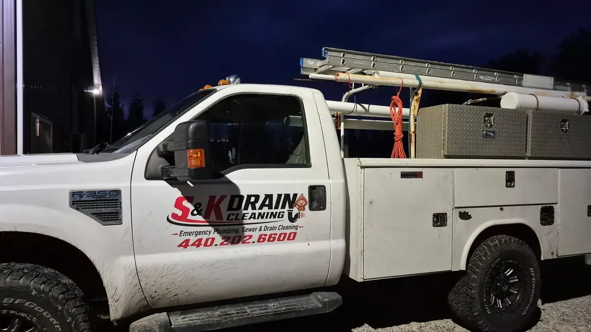 S&K Drain Cleaning emergency service truck ready for a call